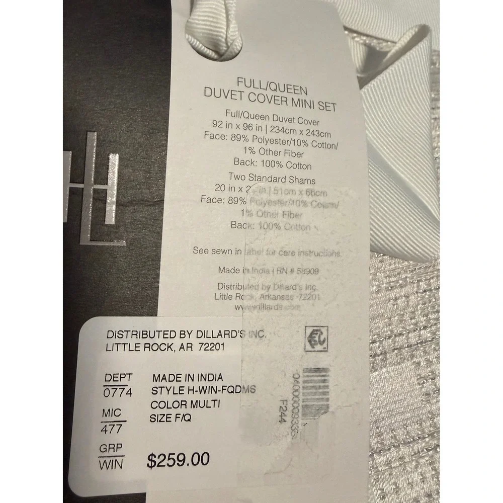 Luxury‎ Duvet Cover Full/Queen Silver White NWT Texture 3pc Set 2 Std Shams